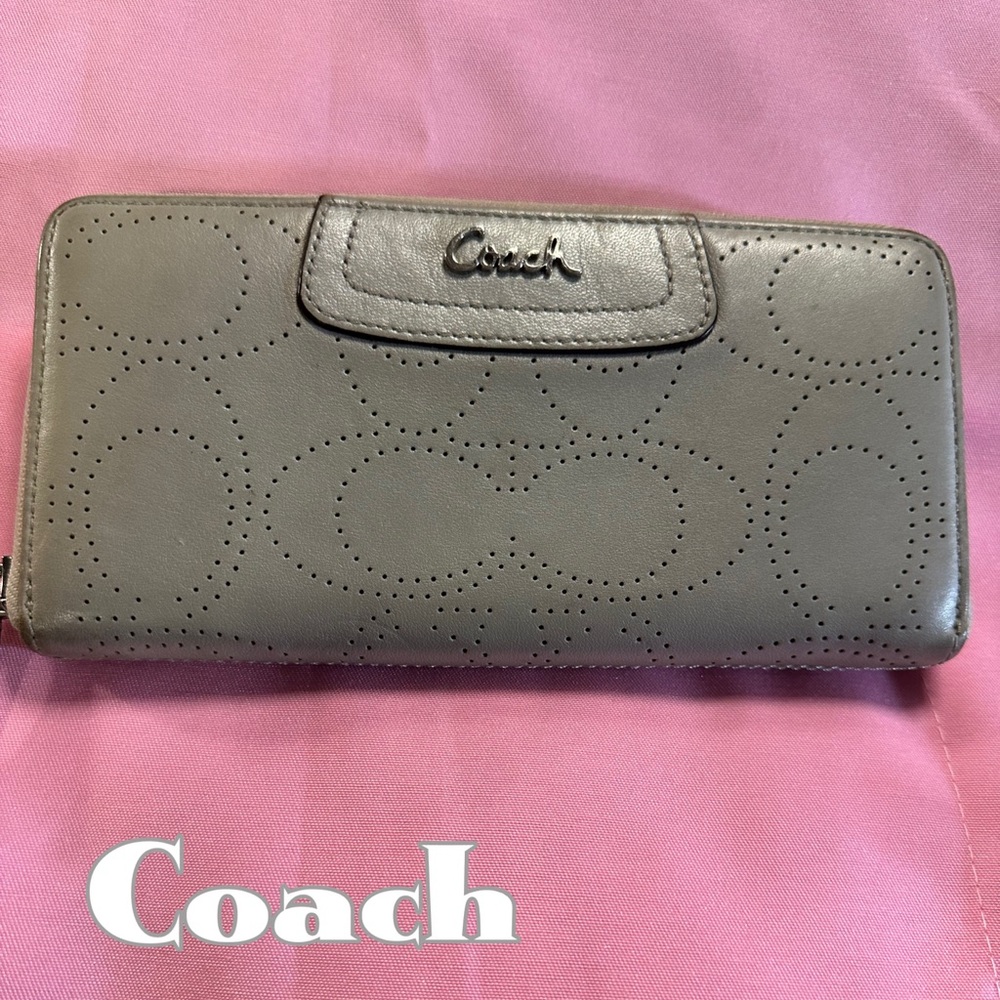 Coach Gray Quilted Leather Wallet